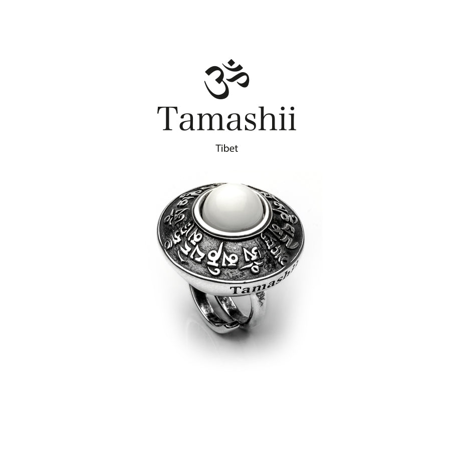 Anello Tamashii Rig Zva RHS904-14 in argento e agata bianca