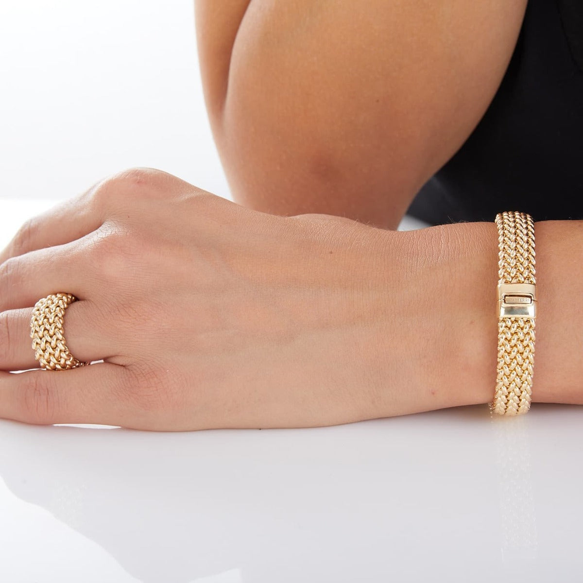LES POULETTES BIJOUX Bracciale Placcato Oro | Maglia A Chicchi Di Riso | Gioiello Artigianale In Cofanetto Regalo