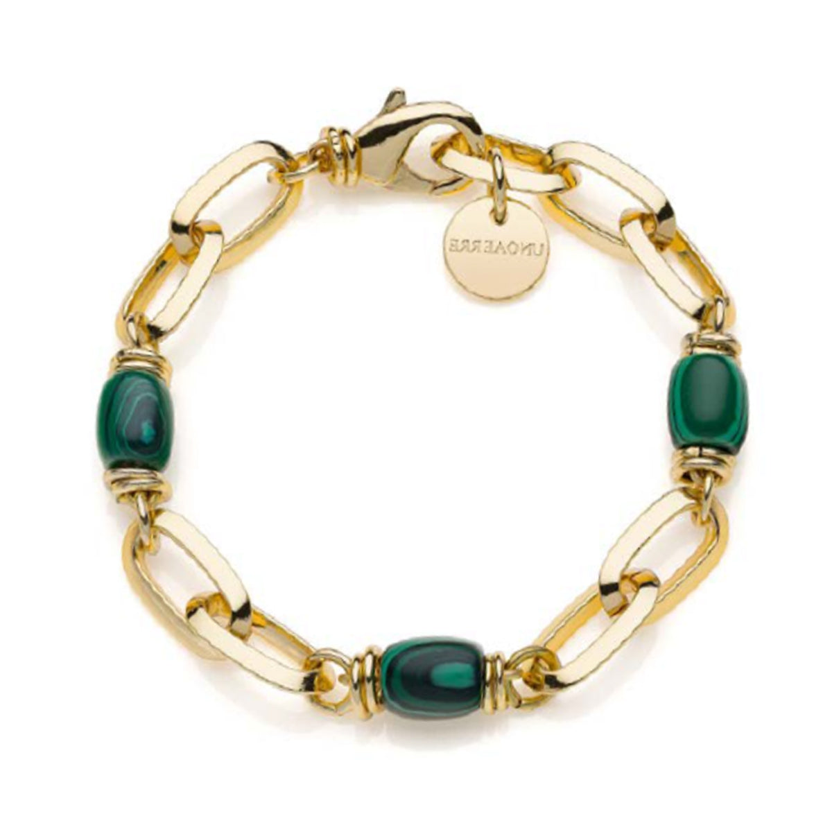 Bracciale Unoaerre 2199 in bronzo dorato giallo e malachite